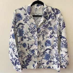 Haven Well Within cotton pajama shirt with blue flowers size small